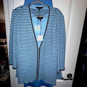 Ming Wang chain trim stripped knit Hertitage Fit Blue suit